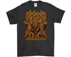 Oude Strijders Shirt – Twee Strijders met Zwaarden – Stoere Outfit – Unisex T-Shirt voor Dames & Heren – Origineel Cadeau