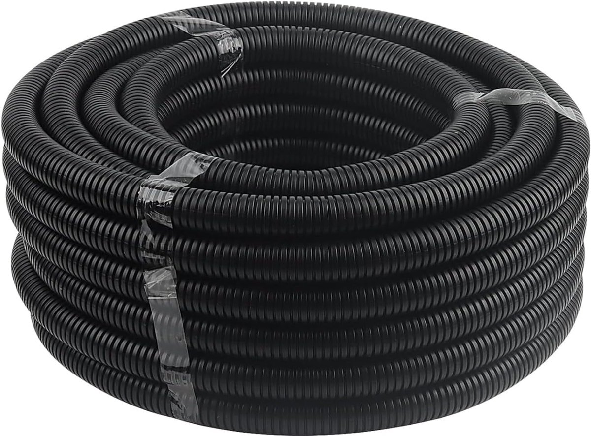 Buis met sleuf, 50 m lengte, ID 10 mm x OD 13 mm lege buis sleuf, flexibele gegolfde kabelbescherming, kabelbeschermslang, zwarte lege buis voor glasvezelkabel