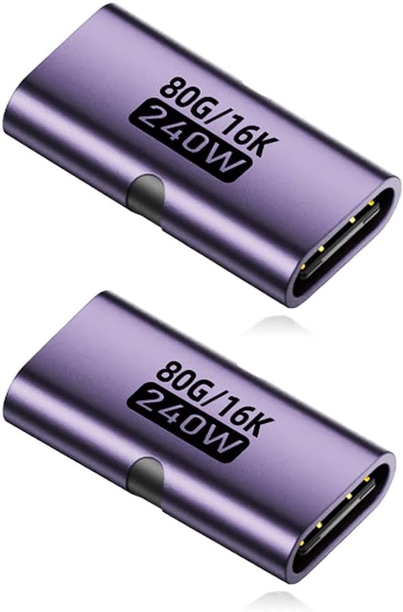 USB C Vrouw Vrouw Adapter (2 Stuks), 240W USB C Koppeling