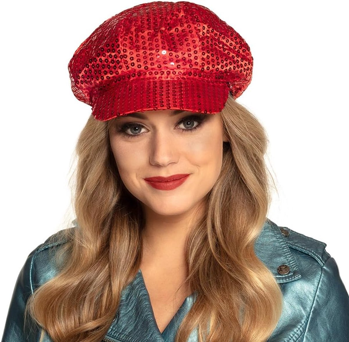 Glitter-paillettenpet voor dames, pailletten, disco baseballpet in jaren '70 vintage stijl, elastische stretch-fit, themafeest, muts voor carnaval, festival, vrijgezellenfeest en zomer