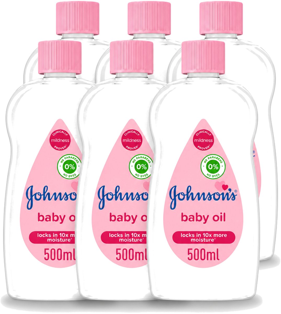 6 x Johnson's - Baby Olie - Verzachtend - Hydraterend - 500 ml - Voordeelverpakking - 6 stuks