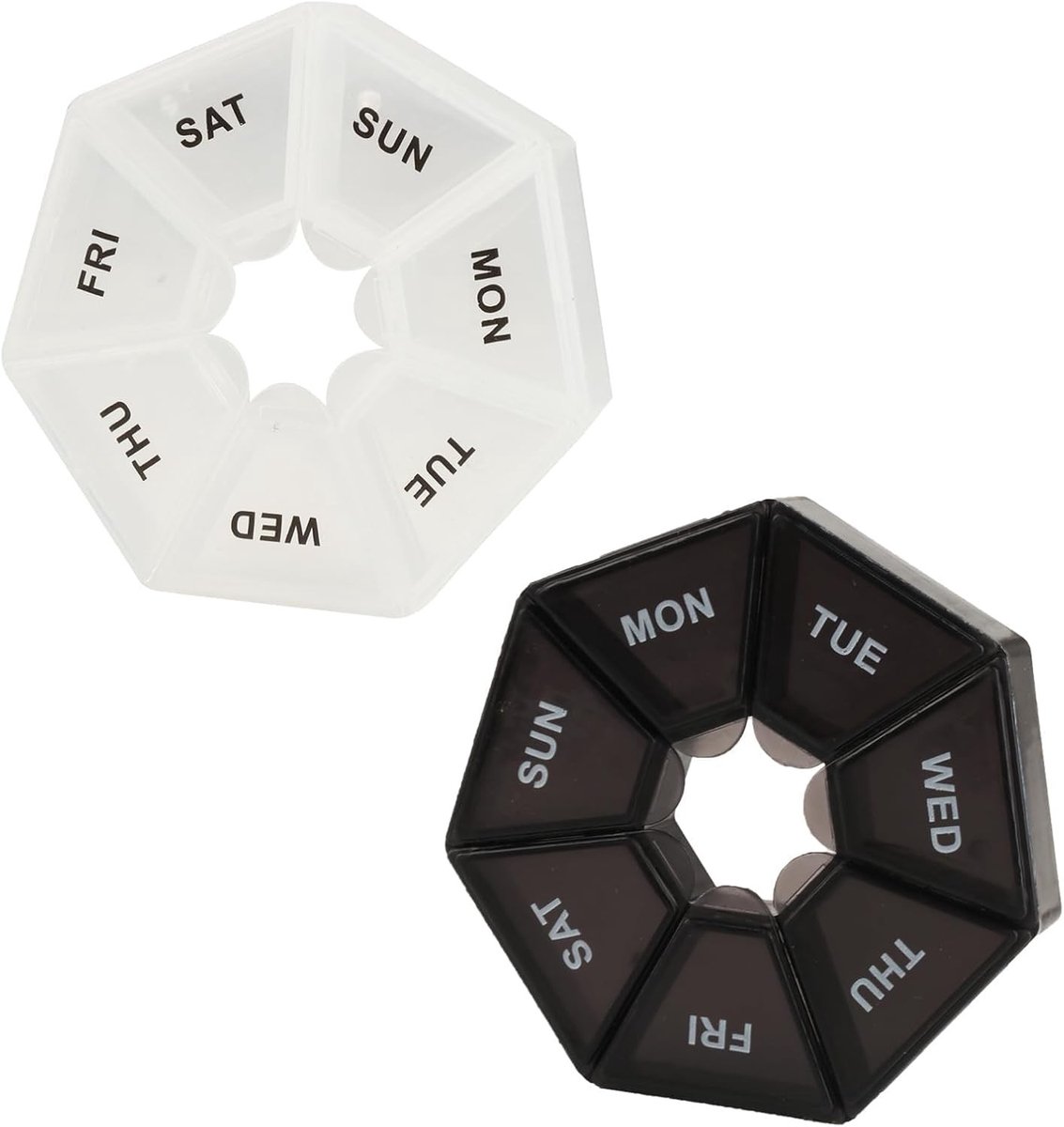 2 Stuks Weekdoos voor Medicijnen, Kleine Ronde Pillendoos, Handige Organiser voor Tabletten