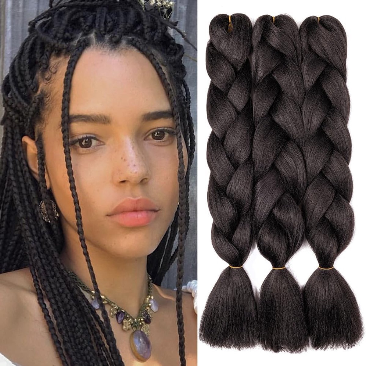 Vlechten extensions kunsthaar om in te vlechten 60cm ombre jumbo vlechten haarverlenging 3 stuks haar vlechten extensions crochet twist synthetisch vlechten 300g donkerste bruin