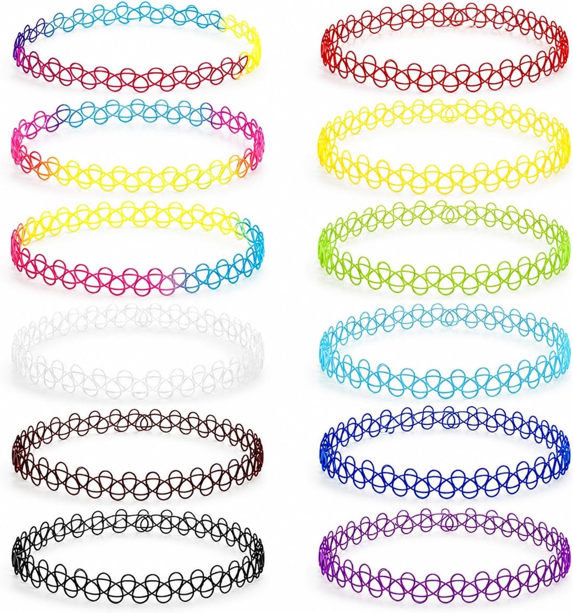 12-delige Meerkleurige Tattoo Choker Ketting Set voor Vrouwen