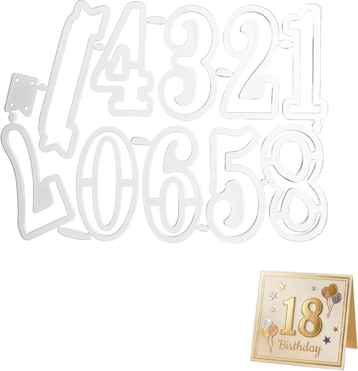 Cijfersjablonen, 10 stuks (cijfers 0 – 9), zilverkleurig met getallen in reliëf, voor scrapbooking, uitnodigingen, wenskaarten