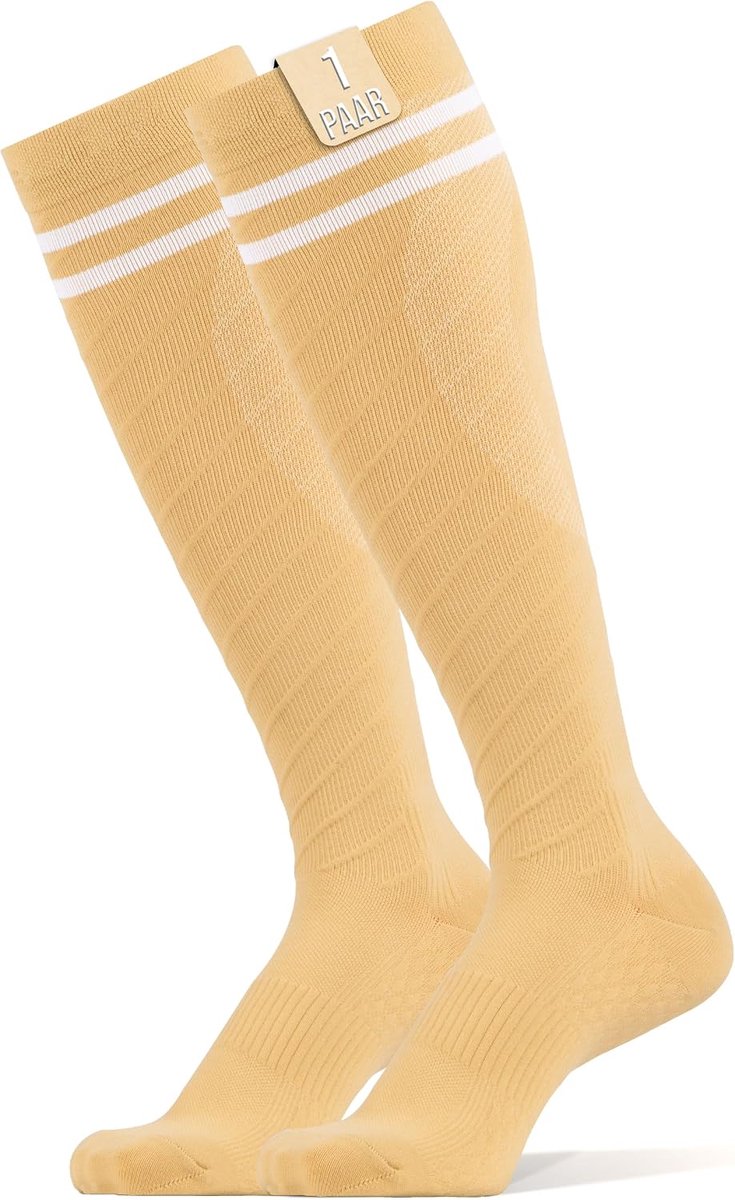 Sokken Dammes en Herren - Effen Kleuren Compressiekousen voor Sport, Hardlopen, Vliegen, Reizen, Joggen, Fietsen, Werk - Kniehoge sokken met Mesh Waszakje