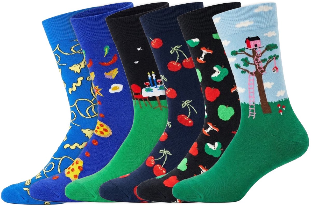6 Paar – Happy Socks – Dames & Heren – Thema Eten – Katoen – Maat 41/46