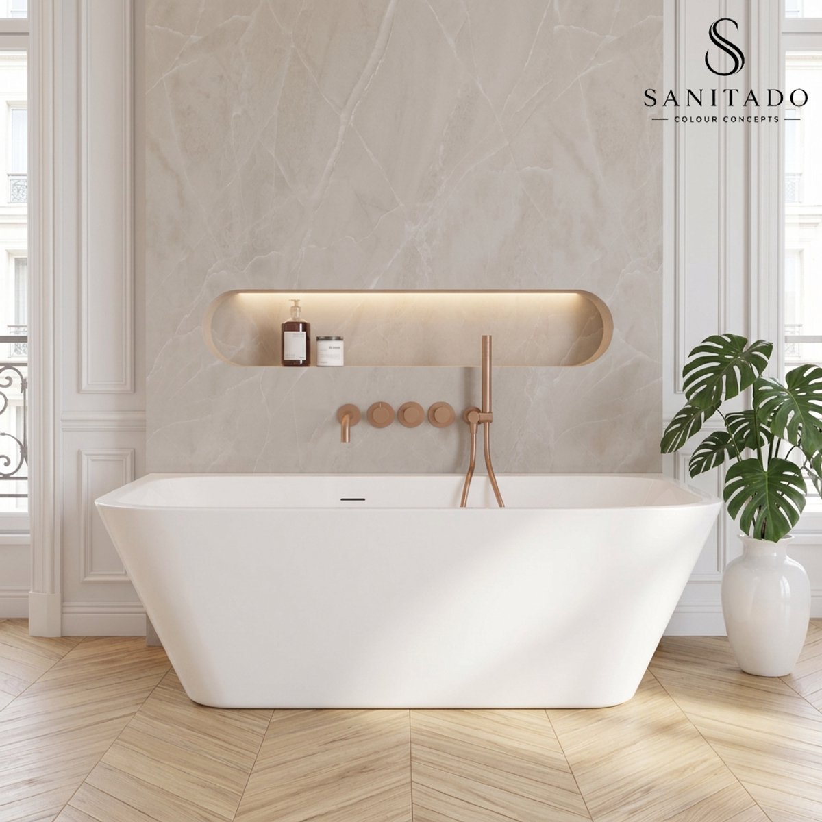 Sanitado Industry Silmo Luxe Half-vrijstaand Bad 180x80cm Mat Wit
