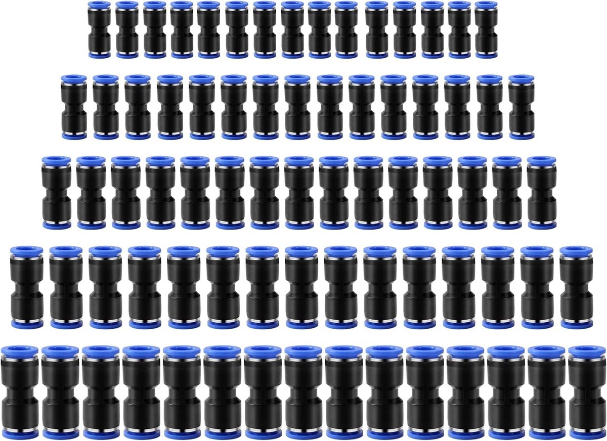 75pcs Pneumatische Verbindingen voor Lucht en Water, Snelle Aansluitingen, Slangenconnectoren en Push-in Fittingen (PU4/6/8/10/12mm)