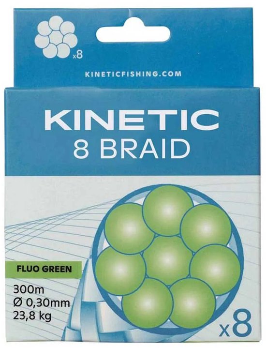 Kinetic 8 Braid - Fluo Green - 300m - 0.14mm - 11.5kg - Gevlochten Lijn - Groen van Kinetic — afbeelding 3