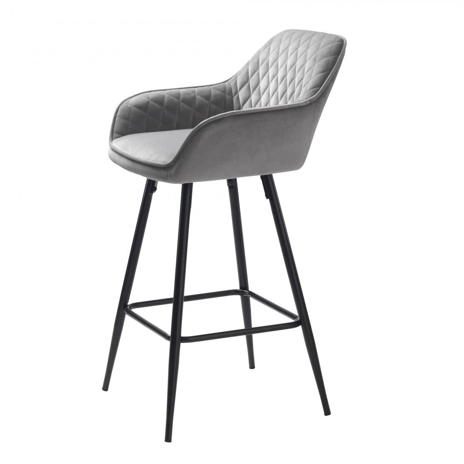 Nordic Home Bernt barstoel - velvet - grijs