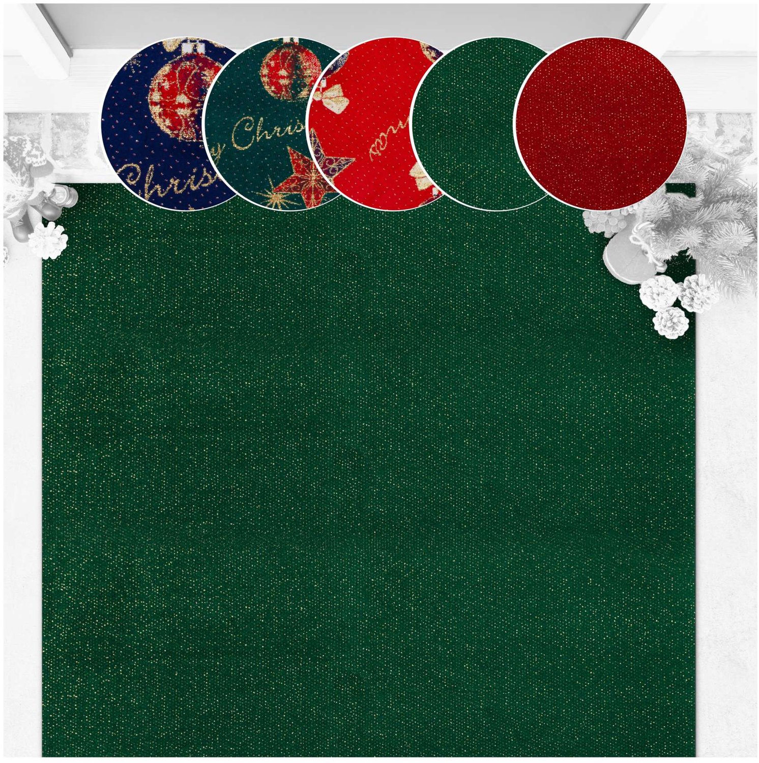 ANRO Effen Kerstloper Groen 100x500 cm - Glitter - Antislip