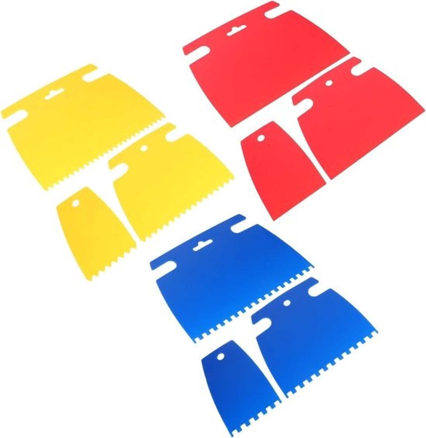 Schraper voor kunstverf - Textuurgereedschap voor verf - Schilderen met artistieke effecten - Kunststof met tandvorm - 9 stuks - Verschillende kleuren