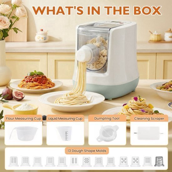 Elektrische Pastamachine Volledig Automatisch - 250 W Vermogen - 650 g Capaciteit - Wit - Voor Verse Pasta En Noedels — afbeelding 5