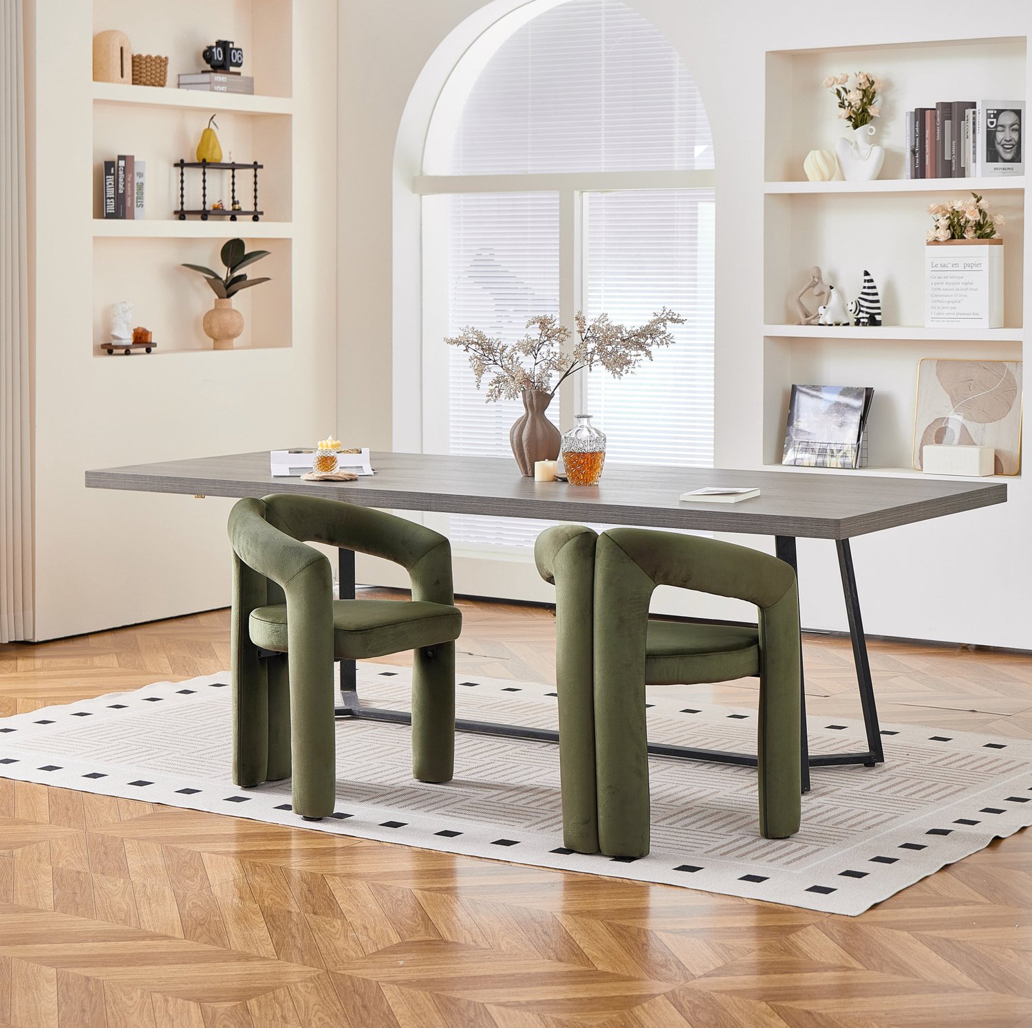 CHICFURN Eetkamerstoel - Met armleuningen - Velvet - Groen