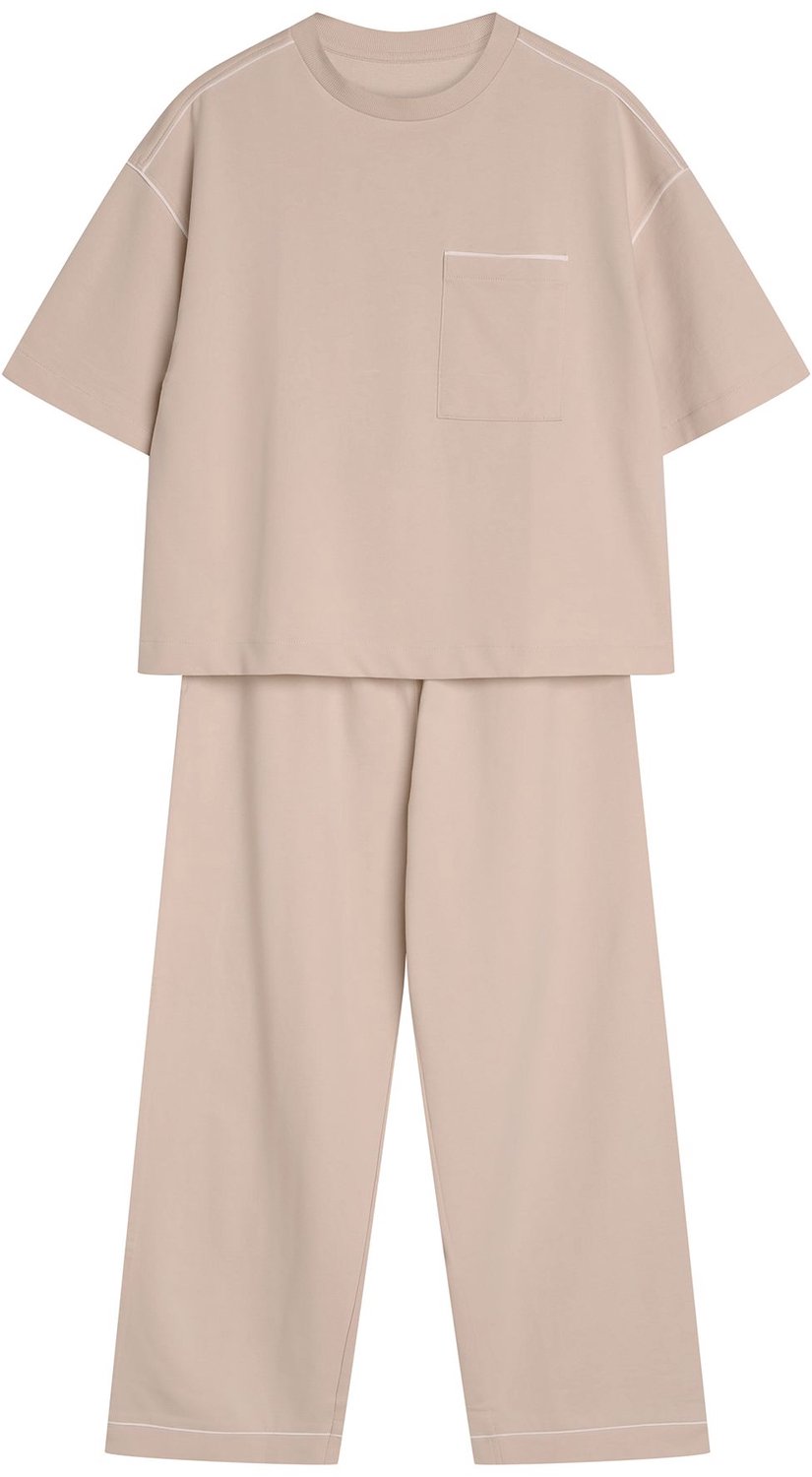 ESOTIQ Remi - Damesloungewearset - Zandbeige - 100% Katoen