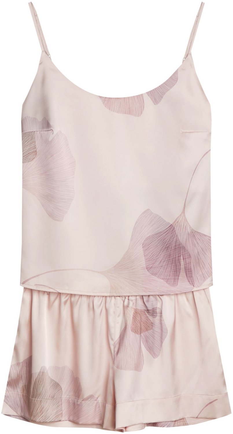 ESOTIQ Capriccio - Satijnen damespyjamaset - Beige - Top en short