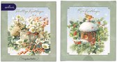 Hallmark - Marjolein Bastin - 32 Kerstkaarten - 2 Boxjes - Konijntjes & Vogeltjes - Goudfolie - Kerst - Nieuwjaar - 12 x 13.5 cm
