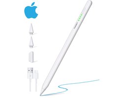 TRANSNECT Stylus pen - voor iPads 2018-2025 - Alternatief voor Apple Pencil - iPad Pen met Palm Rejection - met 2 Extra Punten - Wit