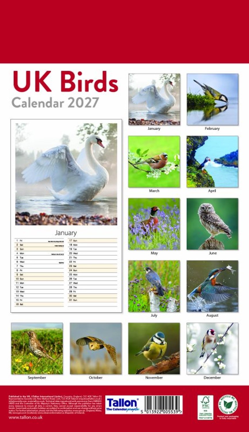 UK Birds and UK Wildlife Midi Kalender 2027