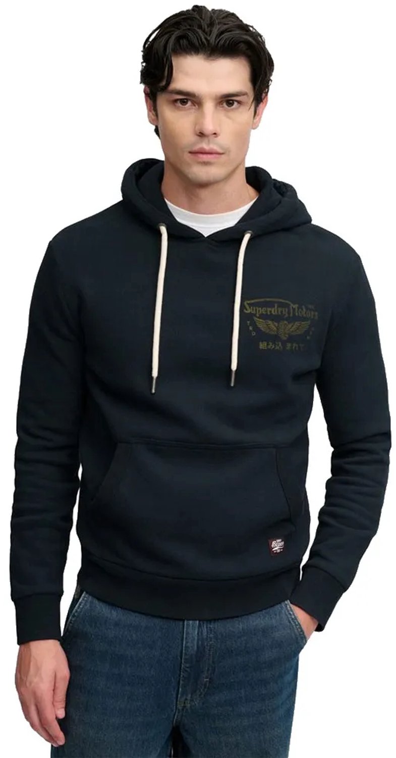 Superdry Vintage Biker Hoodie relaxed pasvorm Heren Hoodies Zwart