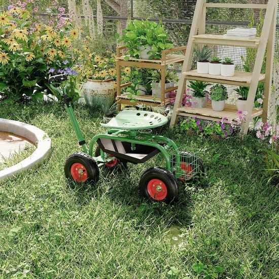 Tuinkruk op Wielen met Zitting - Verrijdbare Tuinstoel Gereedschap — afbeelding 5