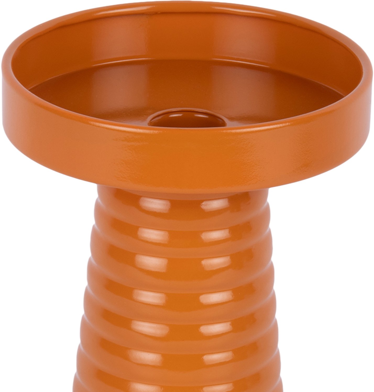Present Time Kandelaar Catania Ribbed - Oranje - 11x11x19,5 cm
