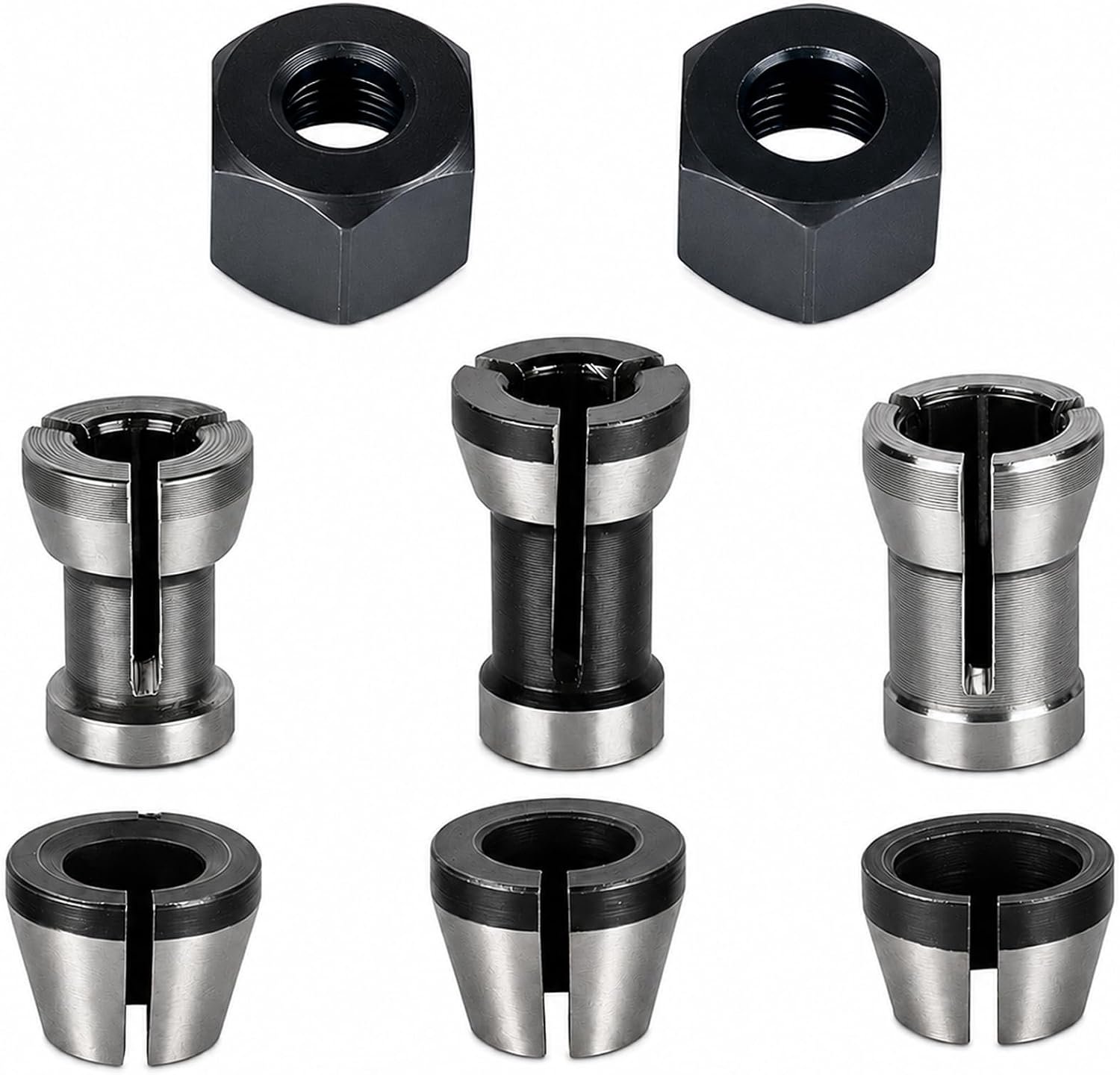 Stalen adapters voor freesmachine 8 stuks - 6/6,35/8 mm - hoge slijtvastheid - ideaal voor graveren en houtbewerking - Vemera