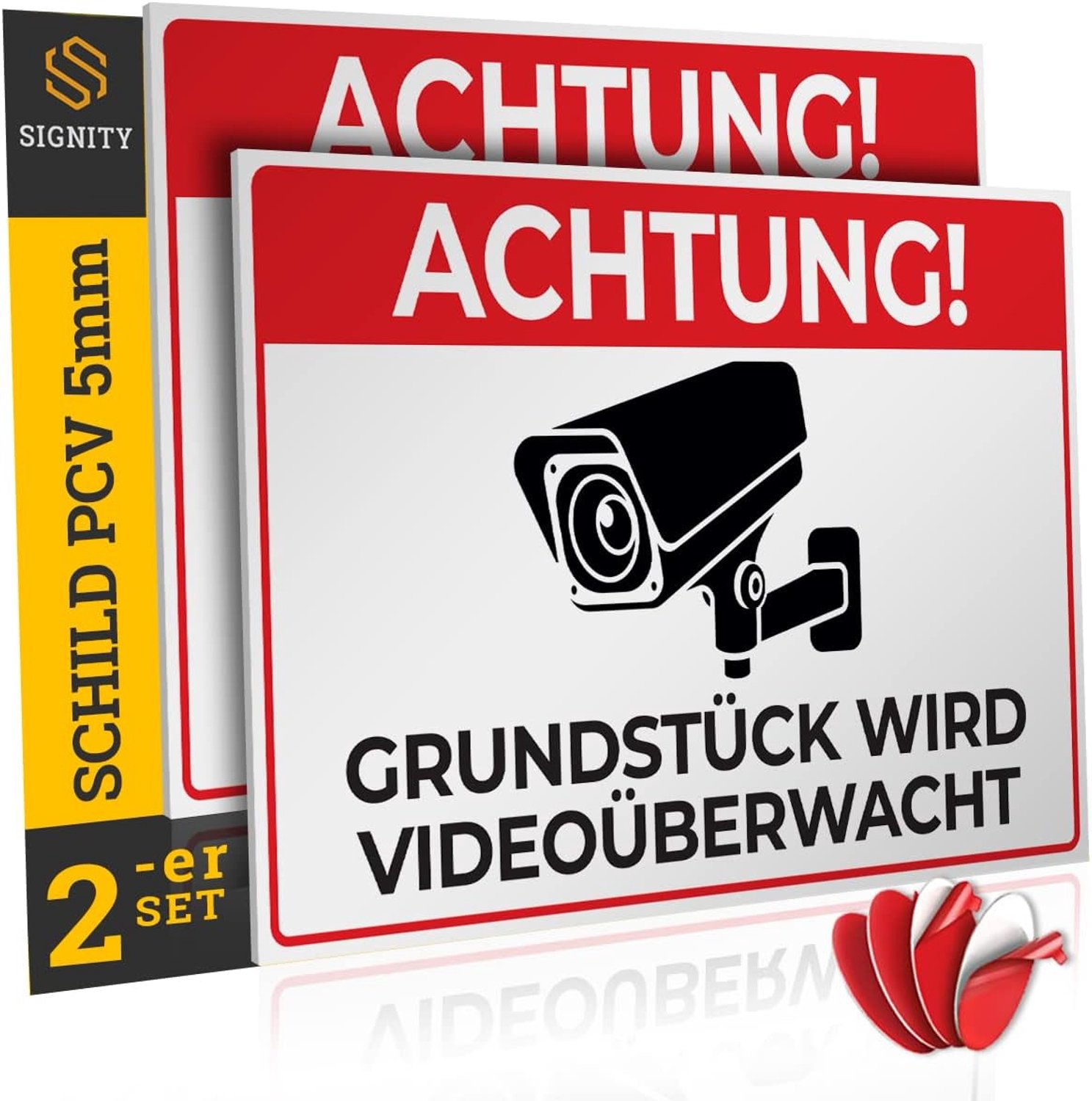 Waarschuwing videobewaking bord 30 x 20 cm - stevig PVC hardschuimplaat - UV- en weerbestendig - voor beveiliging - m-winkel