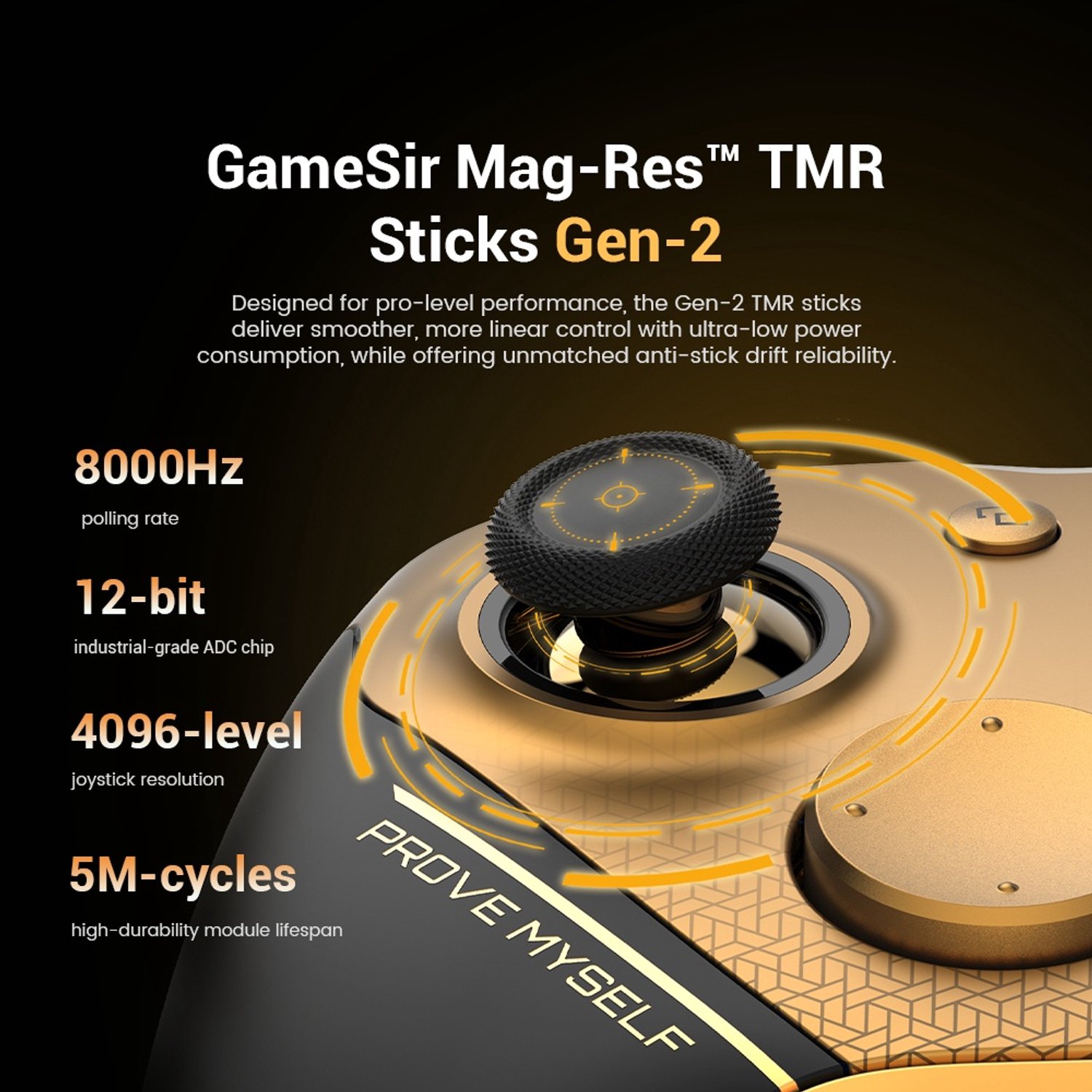 GameSir G7 Pro 8K - PC-Controller - Draadloos - 8000 Hz - TMR Gen-2 Sticks - Bluetooth - Zwart/Goud – foto 2