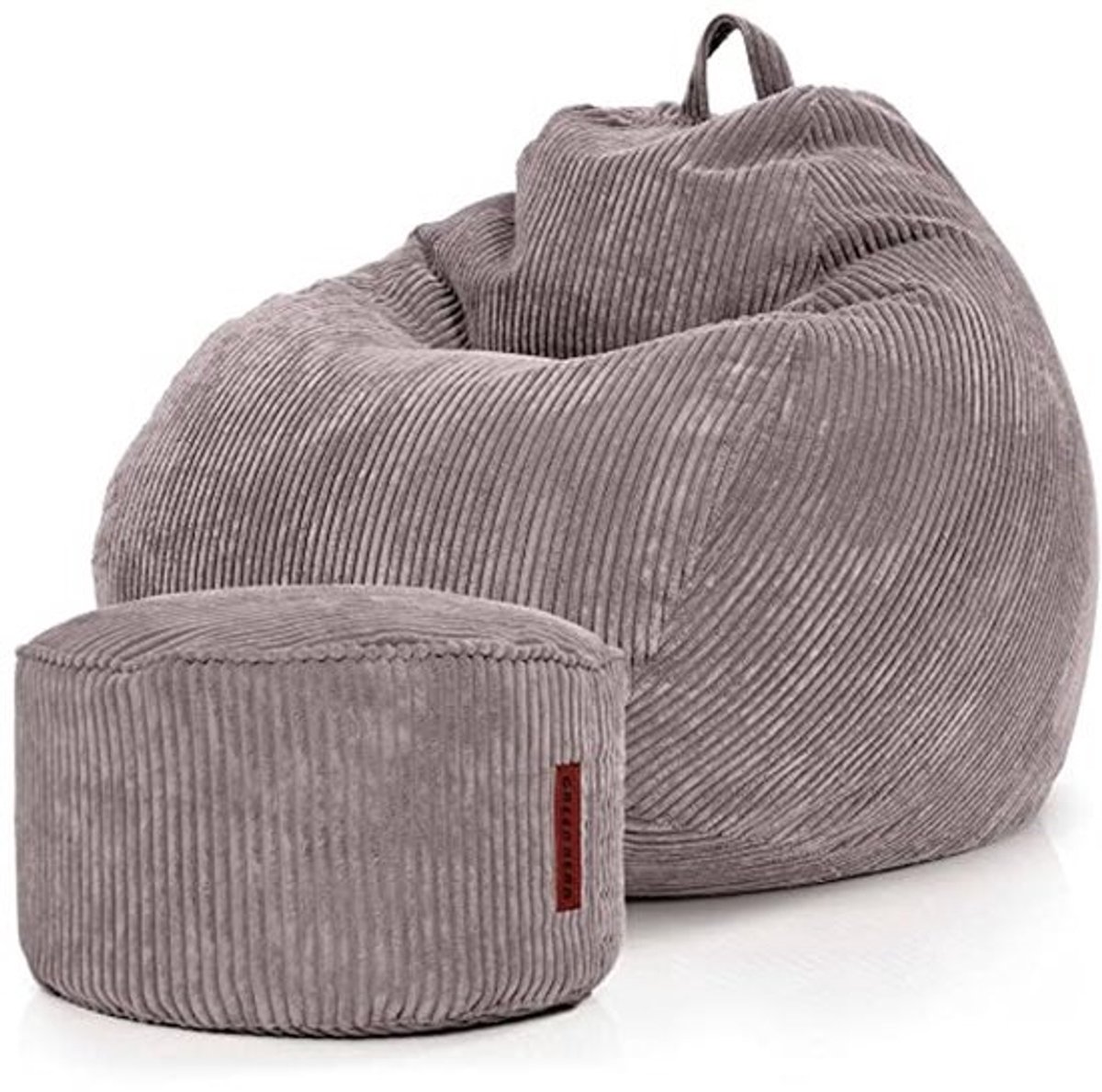 Set van 2 XXL-zitzakken en poef - Comfortabele loungeset voor binnen - Grijs