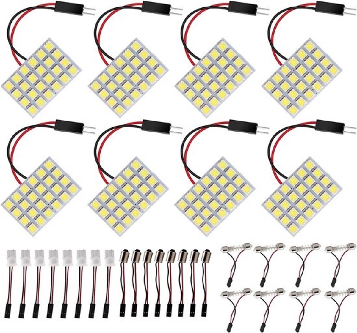 Set van 8 interieur-LED-panelen - 24 SMD - Koepelverlichting voor auto