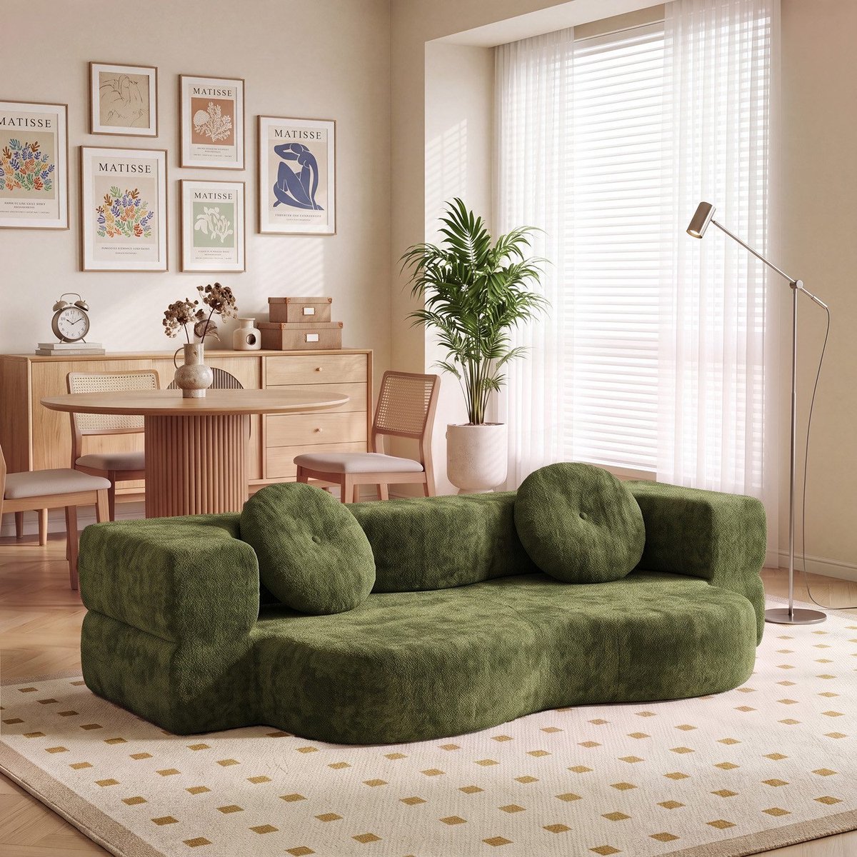 Devoko Olijfgroene Opvouwbare Slaapbank 170 × 105 × 20 cm – Montagevrije Vloerbank met Afneembare Wasbare Hoes – Hoogelastische Schuimvulling – voor Kinderkamer, Logeerkamer en Lounge