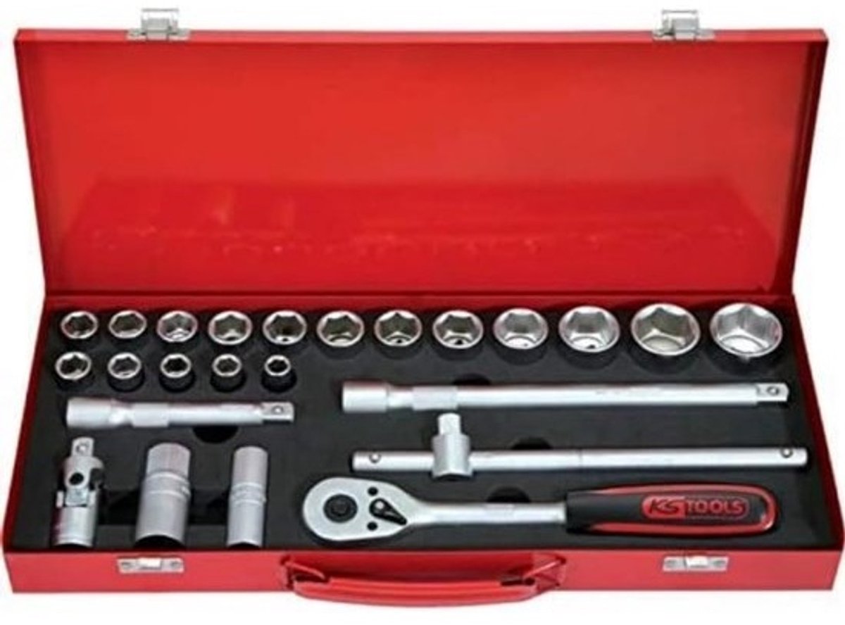 Metrische dopsleutelset - Zeskantset - Voor autoreparatie - Chroom-vanadium - 24-delig - Mat