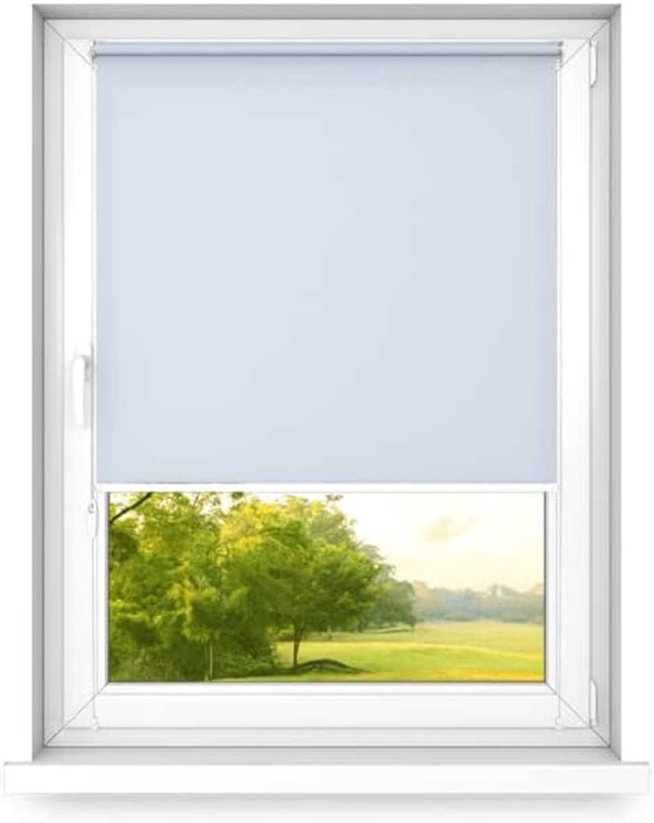 Mini rollo basic - Rolgordijn - Niet-invasief - Raamrolgordijn binnen zonder boren - Niet-invasieve handgrepen - Dimmen rollo - 1100x1900mm Grijs-Blauw - Bediening aan de Rechterkant
