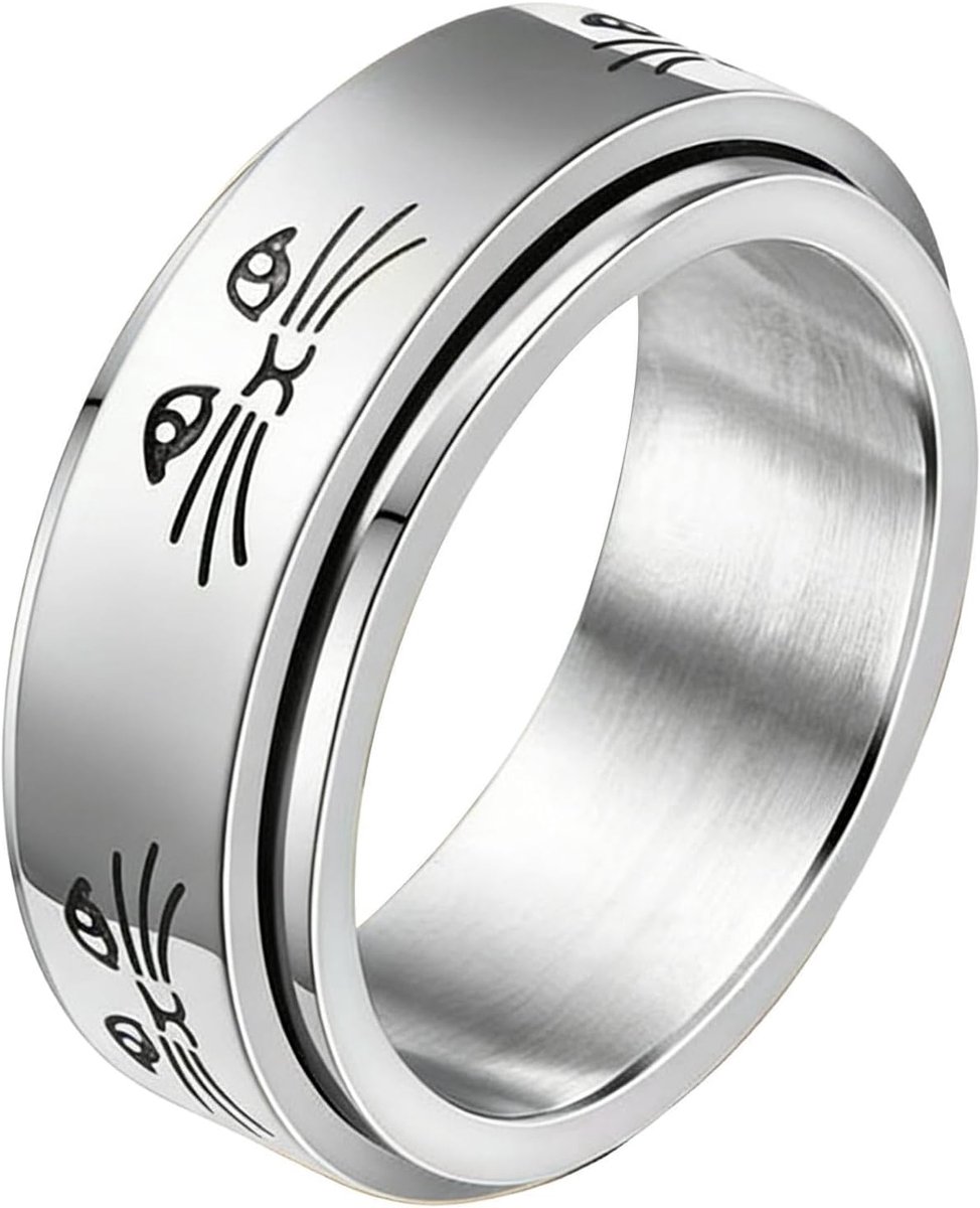 Fidget-ring voor dames, draaibare spinner met schattig kattenpatroon | Draaibare ring - Langdurige frisheid, zacht draaiend ontwerp, eenvoudige hygiënische routine voor meisjes, mannen, tieners