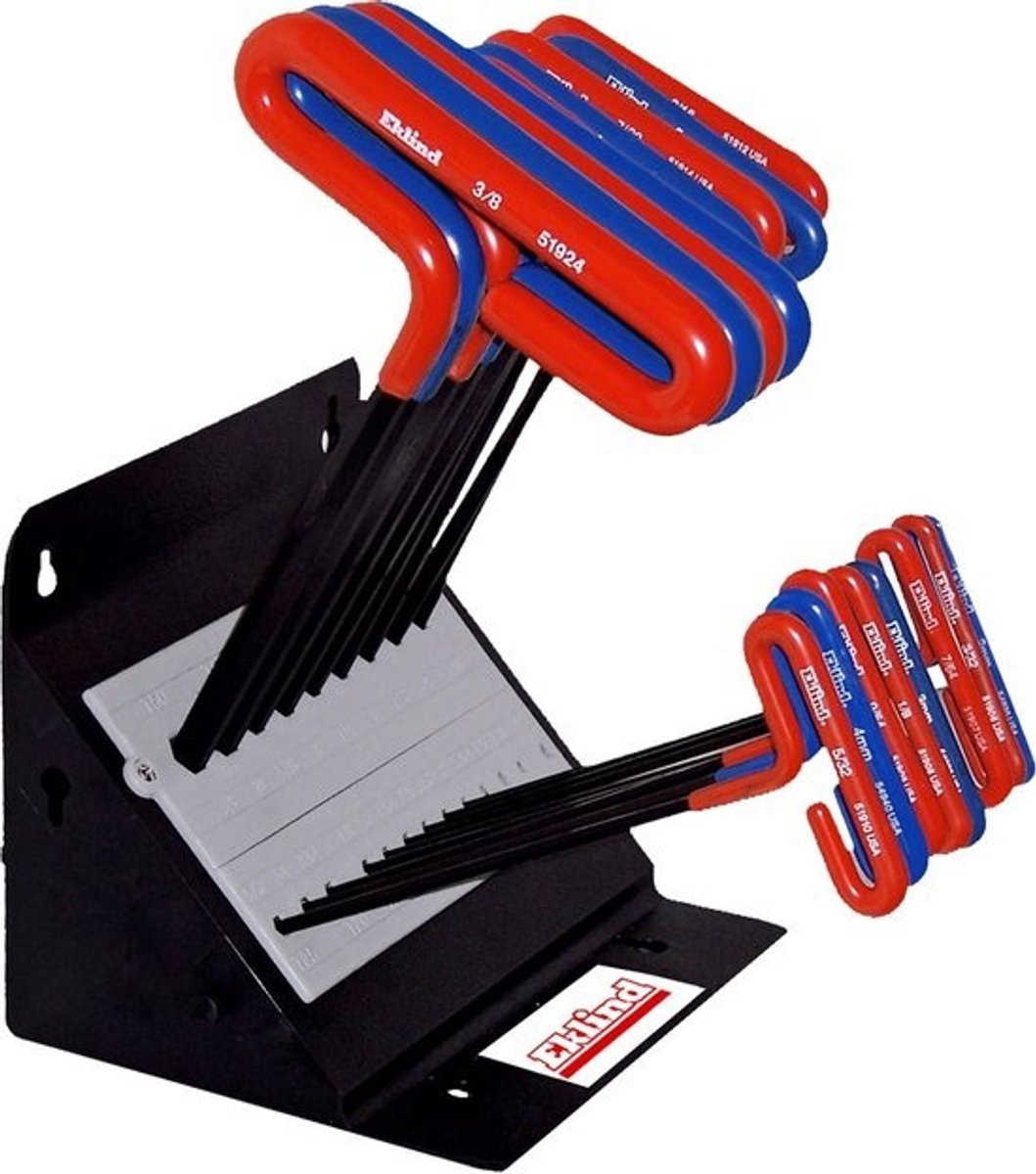T-hendel-inbussleutelset - Inbussleutelset - Voor mechanisch werk - Staal van hoge kwaliteit - 18-delig - Multicolor