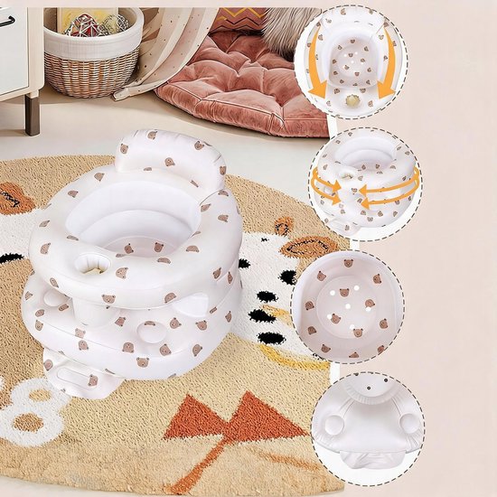 Opblaasstoel Baby - Opblaasbare Baby Stoel - Opblaasbaar Babyzitje - Zelfopblazend Kinderzitje - Veiligheidsrail - 53x50x38 cm - Vanaf 3 Maanden - Ingebouwde Pomp - 20 kg - Veilig - Baby Stoeltje - Voor Spelen & Voeden & Reizen — afbeelding 4