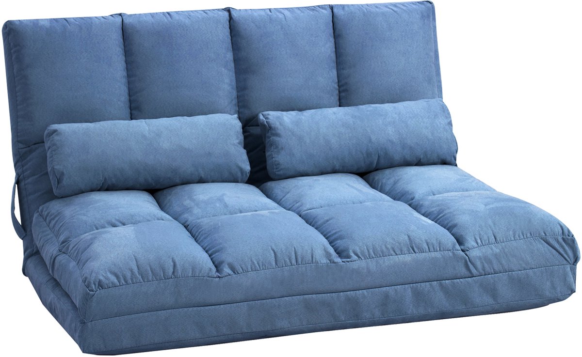 Homona Vloerbank - Inklapbaar - Met verstelbare rugleuning en hoofdsteun - 102 x 73 x 60 cm - Blauw