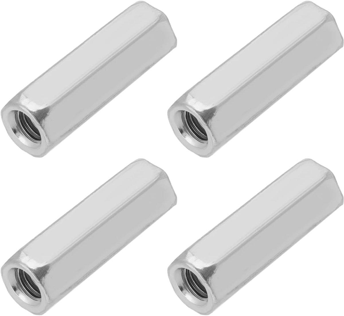 Idea 4 stks M6 Rechter Draad Spanschroef Moer 304 Rvs Lange Hex Koppeling Moer voor Thuis en Kantoor Communicatie Apparatuur Zilver