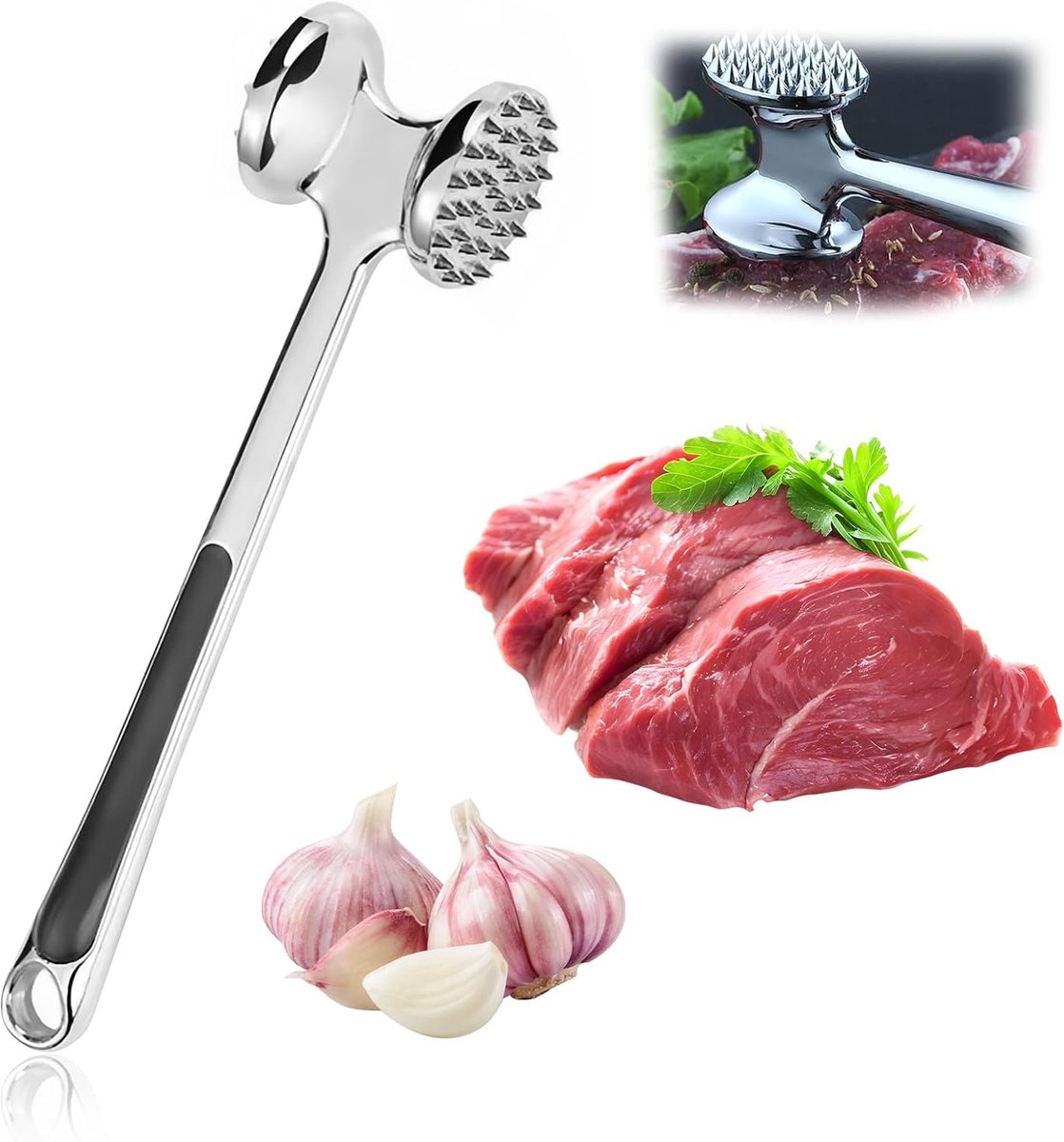 Vleeshamer, 23,5 x 8 x 4,5 cm, zeer geschikt voor vlees en steaks, 305 g