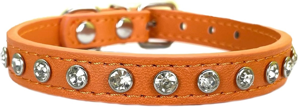 Hondenhalsband met Diamanti voor Katten Kleine Honden - Oranje - XS