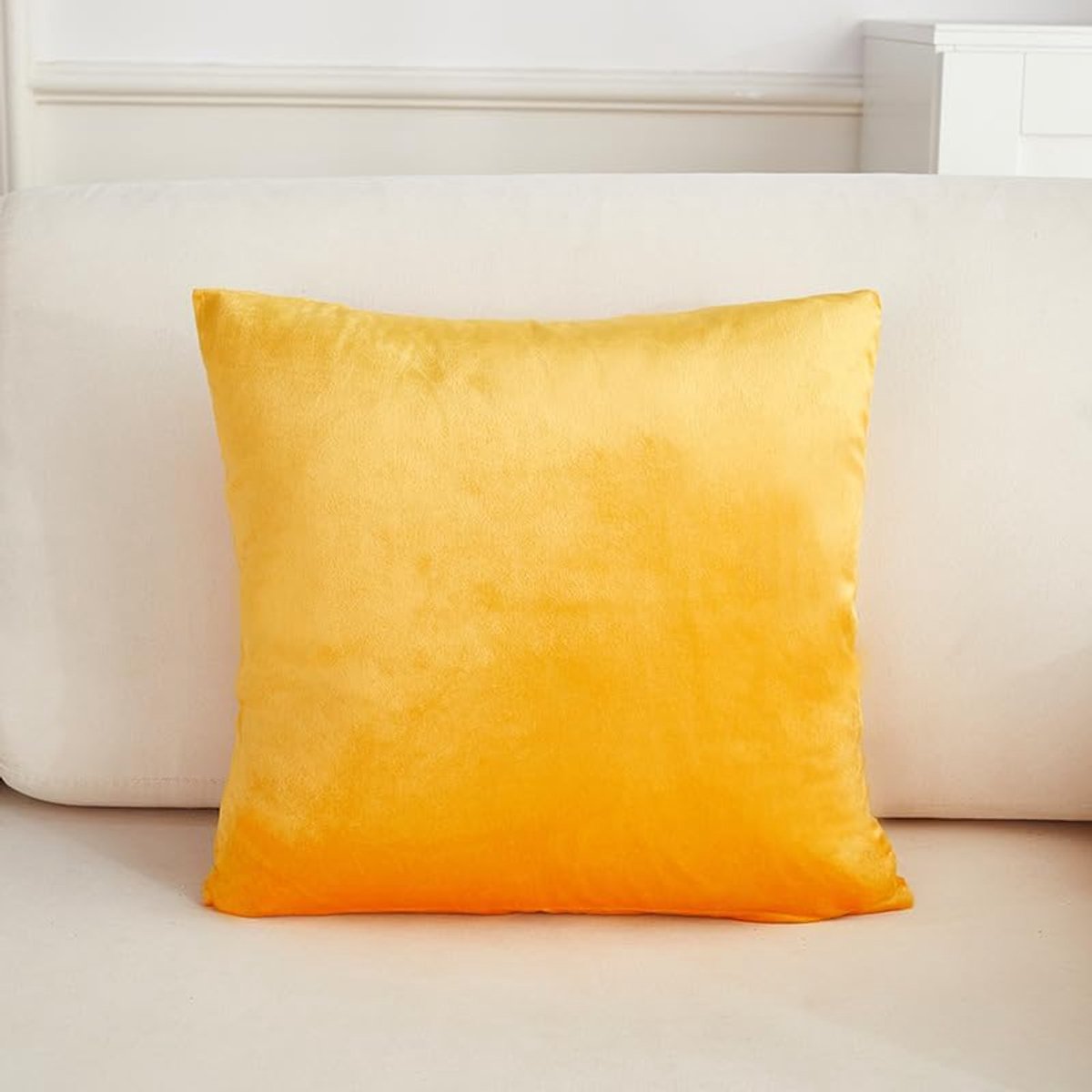 2 stuks eenvoudige sofa fluwelen kussensloop groene print, kleurrijke kussensloop, verlicht je slaapkamer landschap 17,7x17,7 inch (oranje-geel