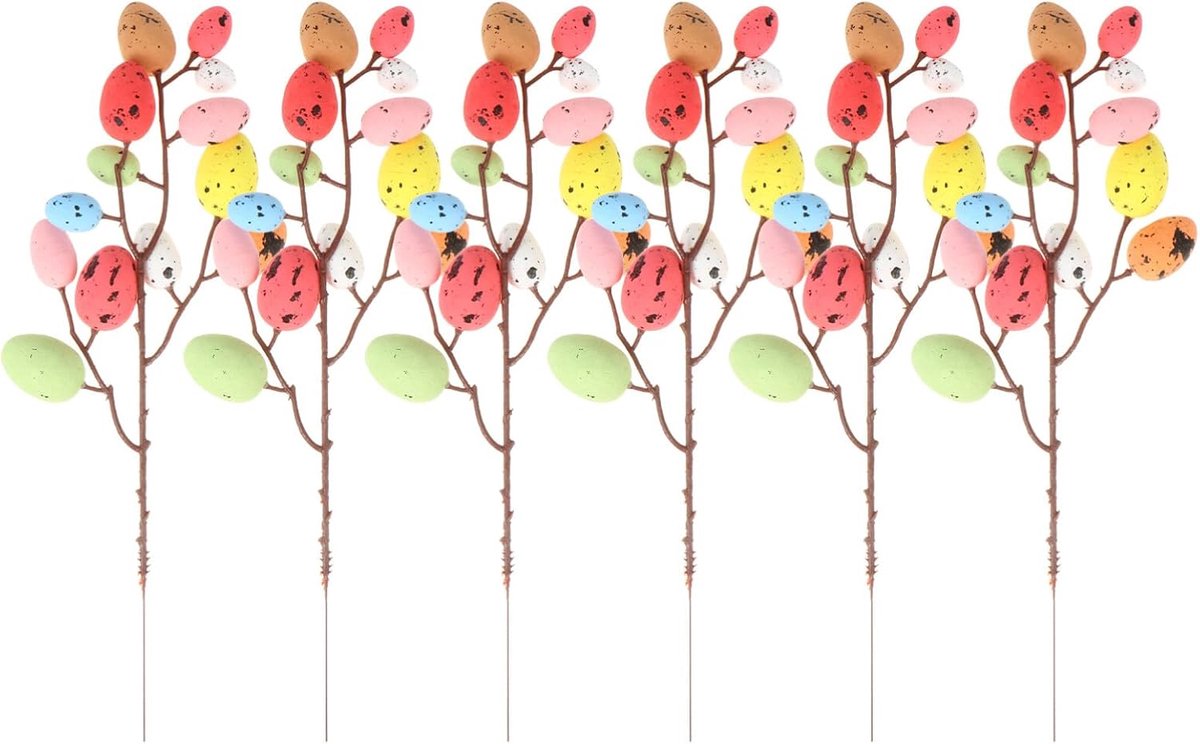 6-pack Paastakken Paasdecoraties Gevlekte Eieren Realistische Versieringen Voor Feesten 32 Cm Gemengde Takken