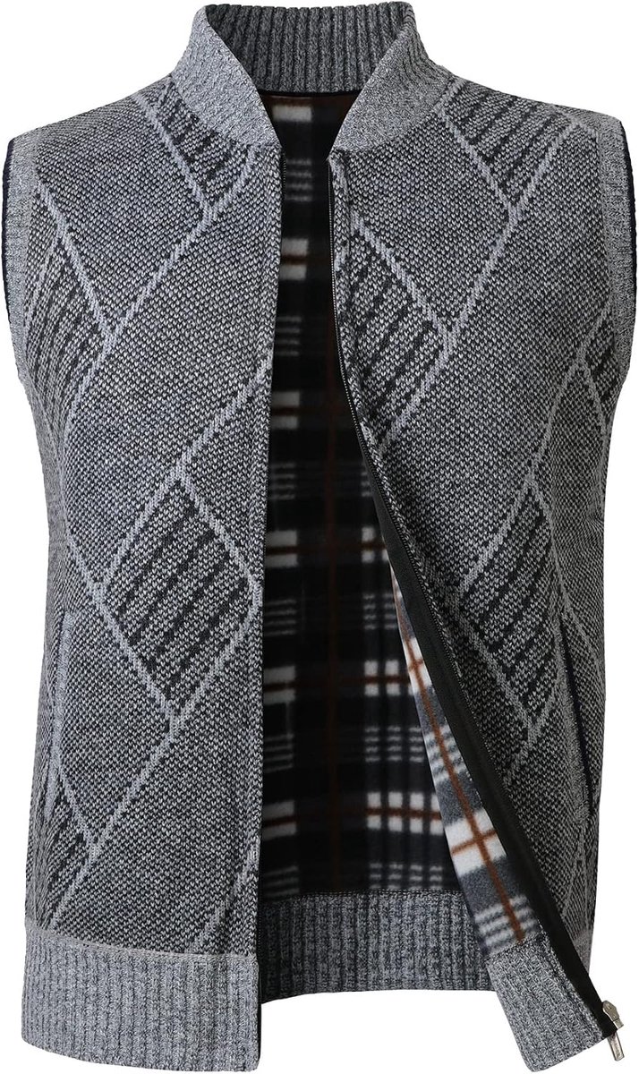 Gebreid Vest Dikke Trui Vest Mouwloos Gentleman Gilet Slim Fit Full Zip Gebreide Fleece Gevoerde Herfst Winter Trui Casual Gebreide Tank Tops Vest