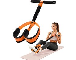Pedaalweerstandsbanden met handgrepen - Elastische Buikspiertrainer - Fitnessweerstandsband - Weerstandsbanden - Elastische Weerstandsbanden - Sport Elastiek met handvat - Total Abs - geschikt voor thuisworkouts en training - oranje
