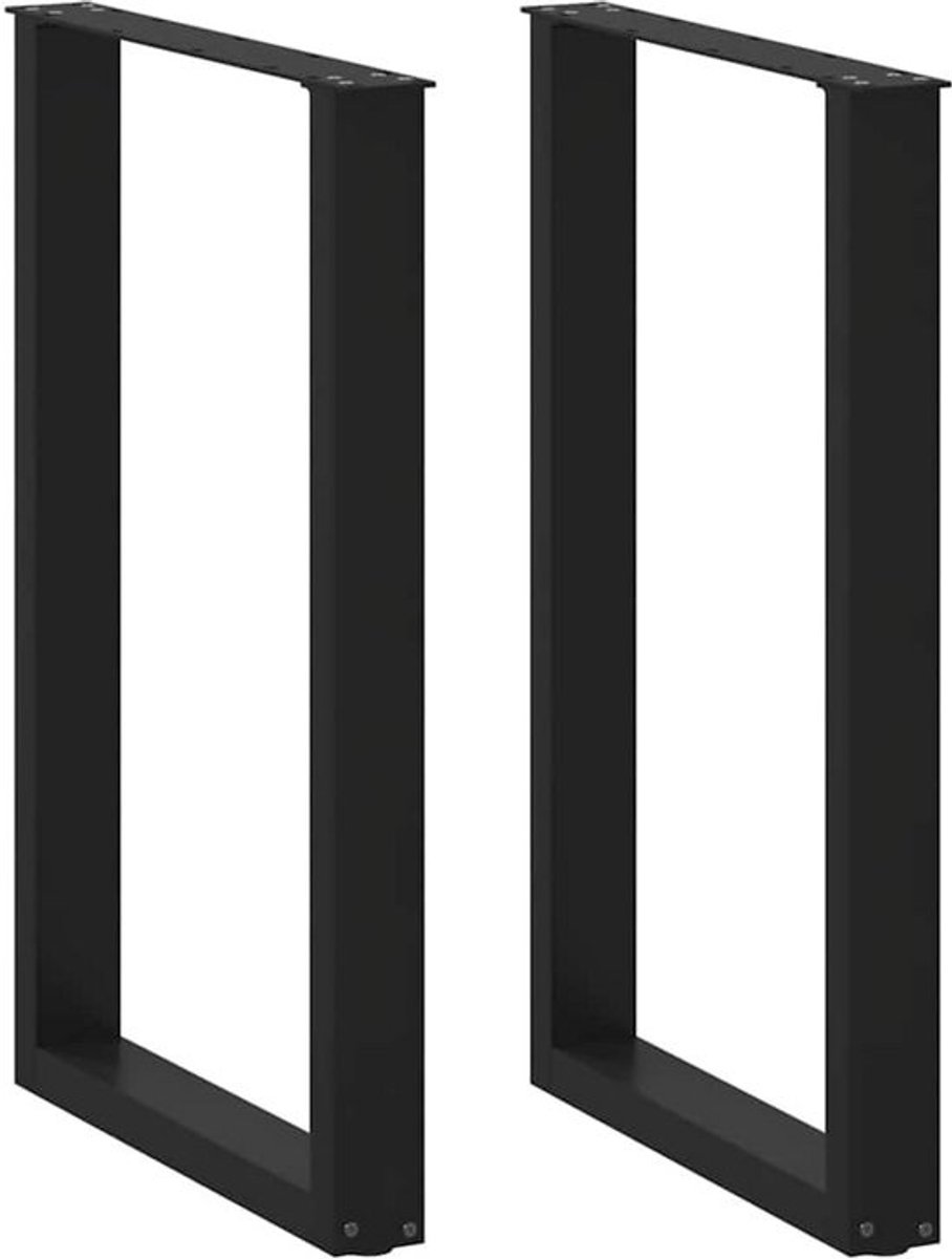 Set van 2 U-vormige onderstellen - Voor salontafel of bureau - Zwart staal
