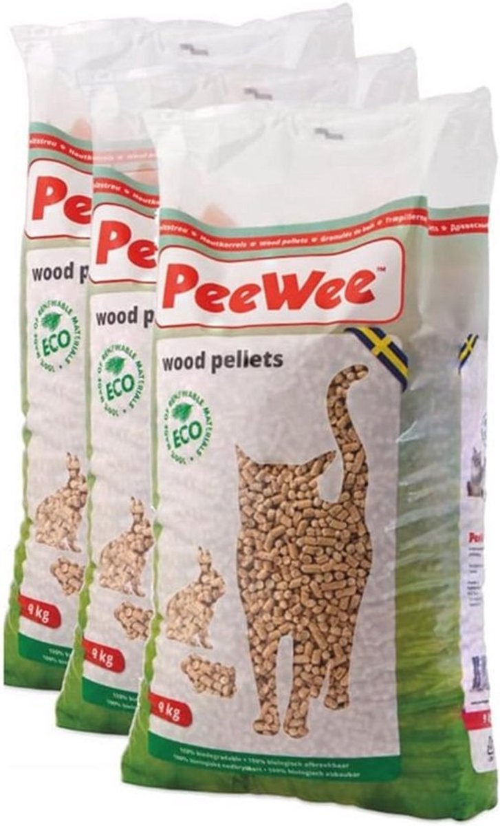 Natuurlijke kattenbakvulling - Houtkorrels - 3x9kg - 42L
