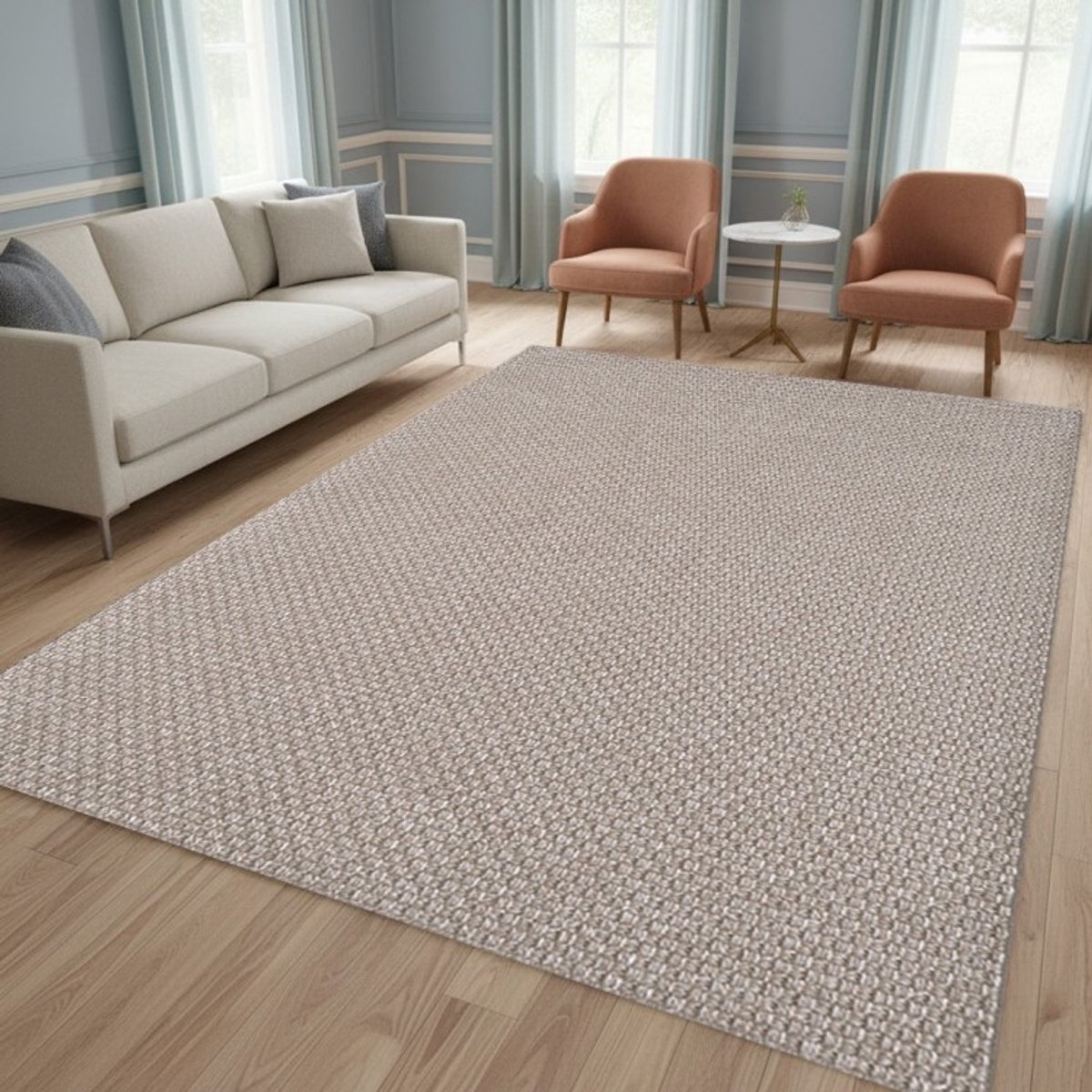 TapisTrend Designer tapijt Taupe 80x150 cm Geweven binnen-/buitenkleed met een gestructureerde textuur voor terras, balkon, woonkamer en eetkamer