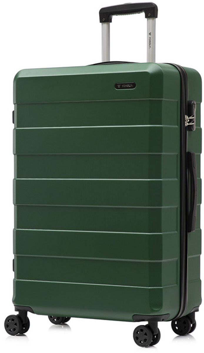 YONSLY Handbagage Koffer - 76 x 49 x 29 cm - 98 L - Cijferslot - 360° Draaibare Wielen - Grote Trolley - Donkergroen